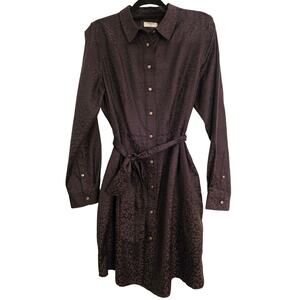 Untuckit Dress Women’s Size 14 Black Tonal Leopard Print Anna Shirt Dress